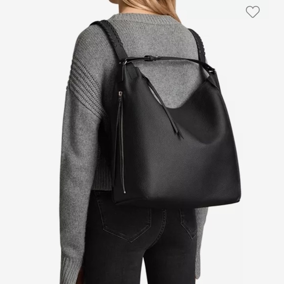 ALLSAINTS Leather Kita Convertible Backpack mink grey or black - Picture 2 of 6